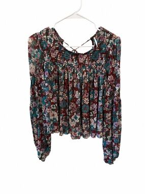 Free people floral long sleeve top